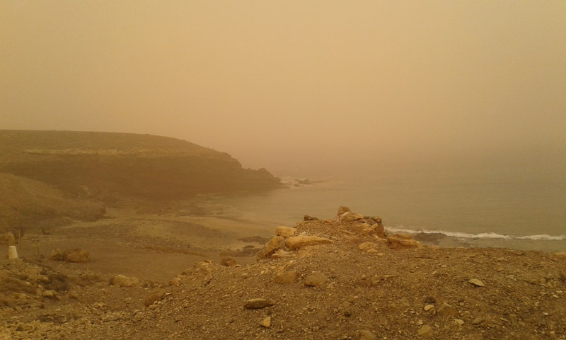 sand strom while recording in Fuerteventura